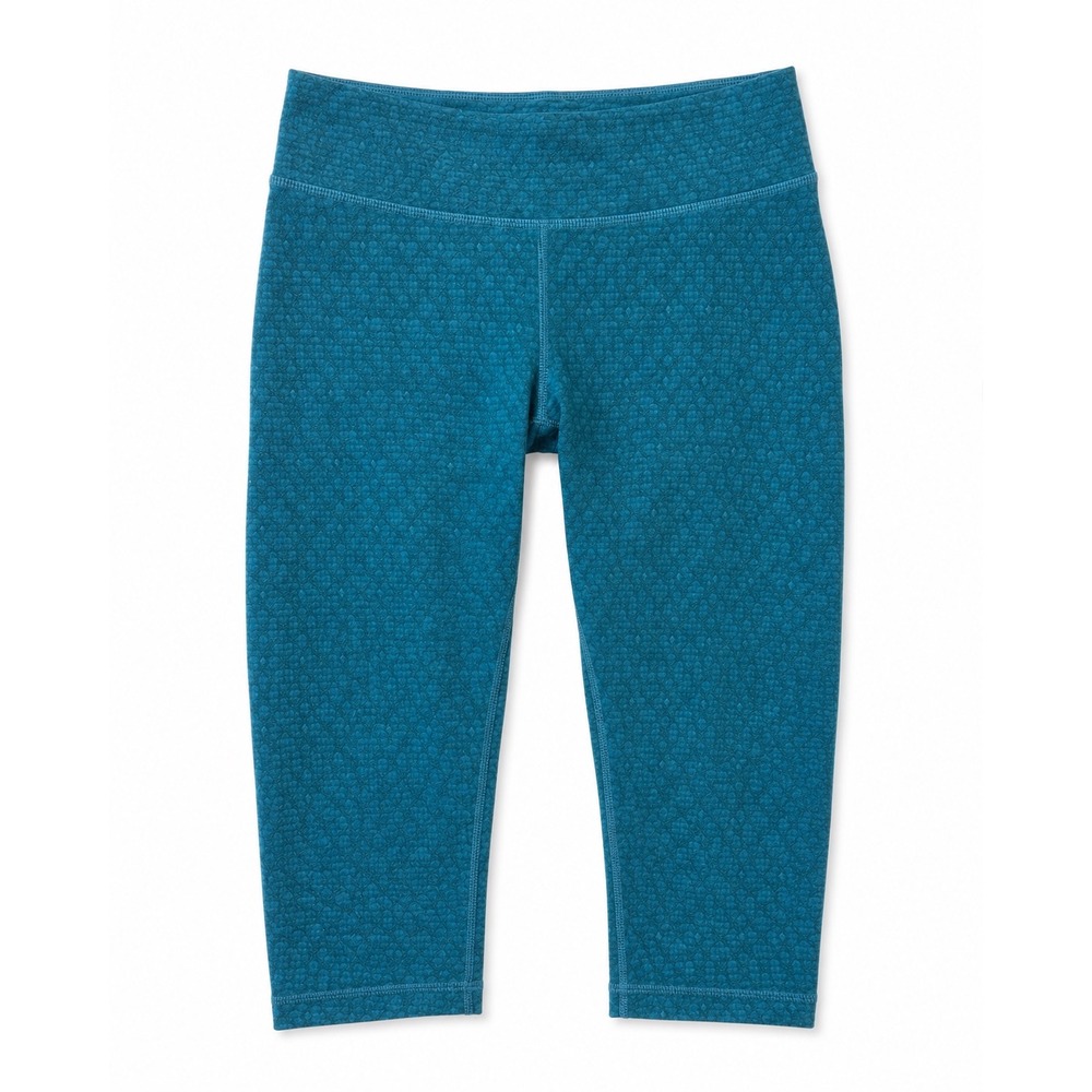 Prana Womens Teal Blue Diamond Jacquard Capri Leggings Small Yoga Activewear